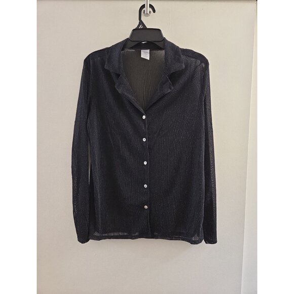 Sparkle Button Front Shirt Coverup Women's Size Medium (8-10) - Time and Tru - Picture 3 of 5